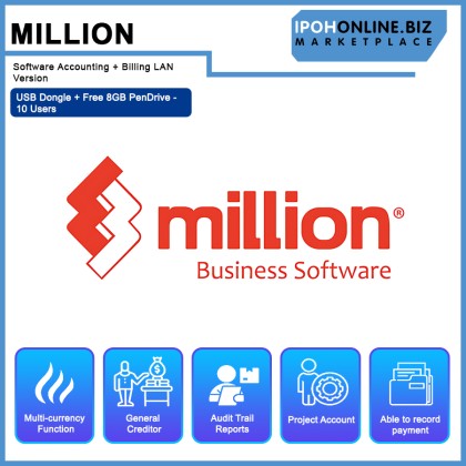 Million Software Accounting + Billing LAN Version USB Dongle + Free 8GB PenDrive - 10 Users